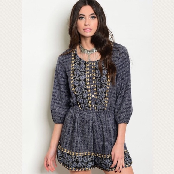 Navy Romper Jumpsuit - Picture 3 of 5